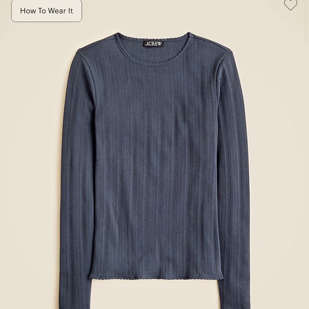 J.crew Black pointelle long sleeve tee cotton xs